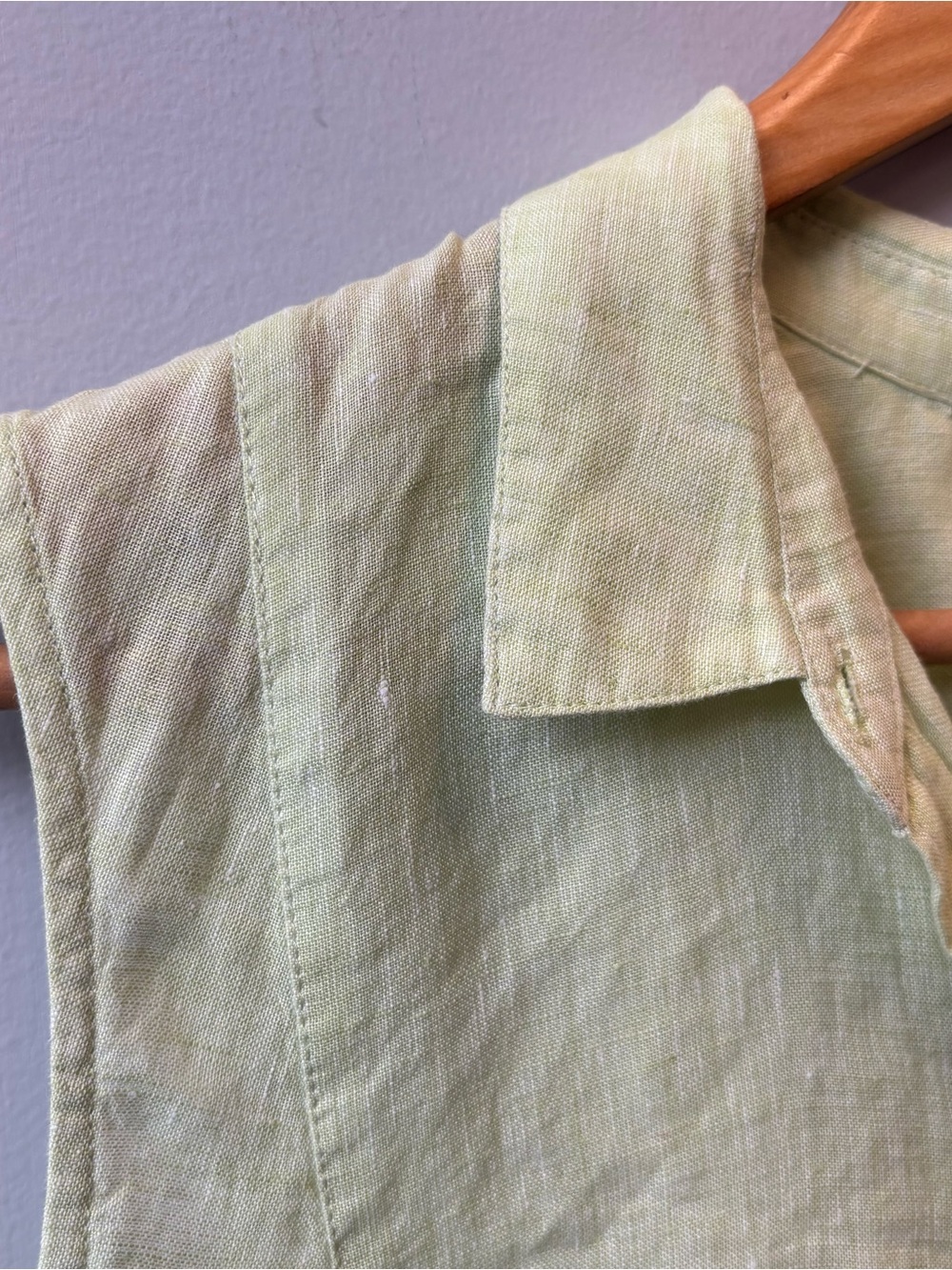 J Jill Love Linen Sleeveless Button-Front Tunic Top in Light Lime green - Picture 3 of 9